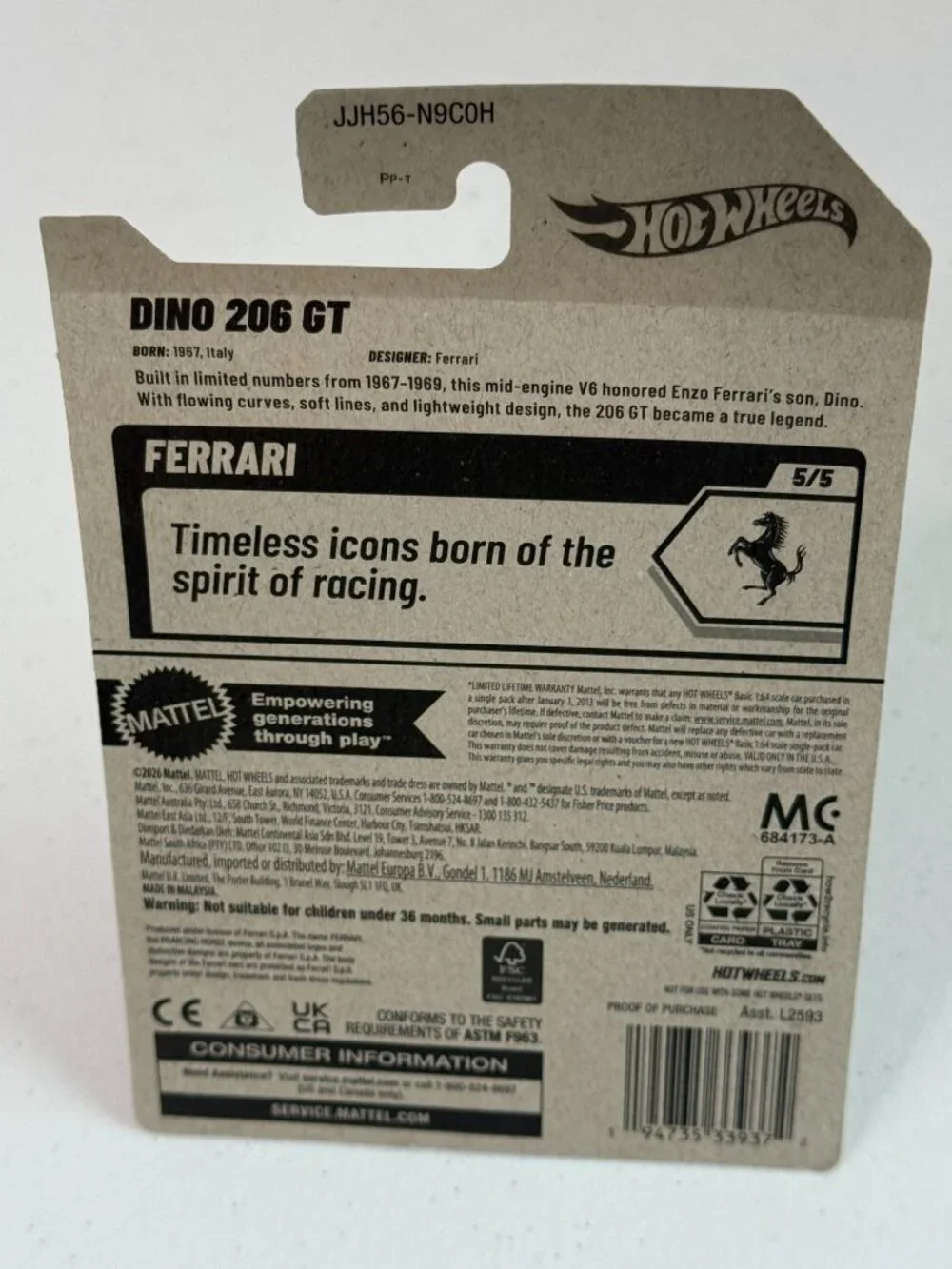 Hot Wheels Dino 206 GT Ferrari New for 2026 Red 5/5